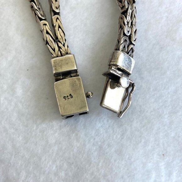 Sterling Silver 925 Purple Stone Dyed Howlite Chunky Byzantine Chain Bracelet - Picture 8 of 16